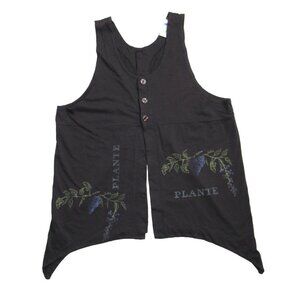 NWT Vintage Blue Fish Aster Vest in Raven Black 1998 Botanicals Button Top 2